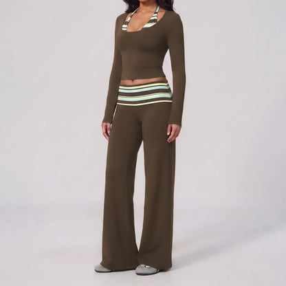🔥LAST DAY SALE 🩰 Women Crop Top & Wide Leg Pants Outfit 🤍