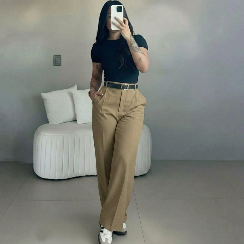 🤲Women's High Waisted Straight Leg Suit Pants Flowy Drape Casual Office Long Trousers with Slimming Effect for Daily Versatile Wear