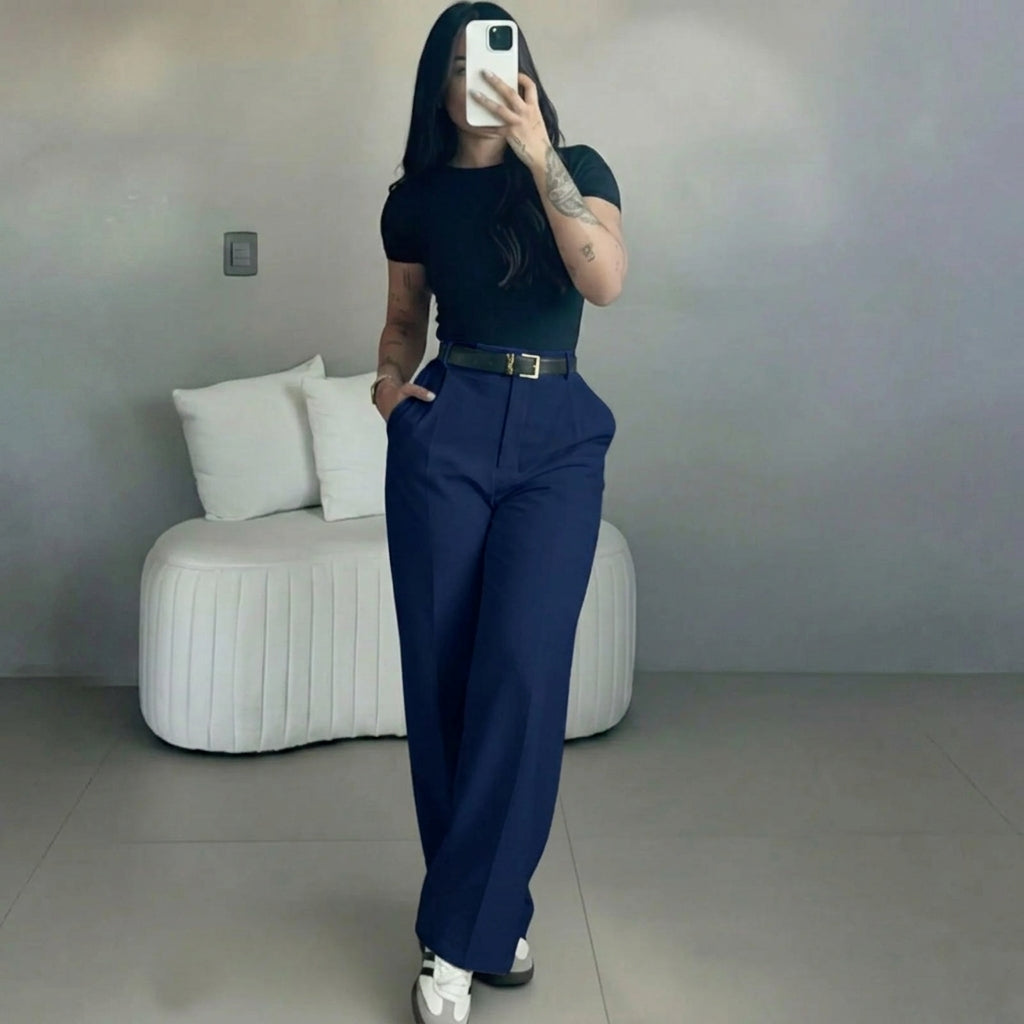 🤲Women's High Waisted Straight Leg Suit Pants Flowy Drape Casual Office Long Trousers with Slimming Effect for Daily Versatile Wear