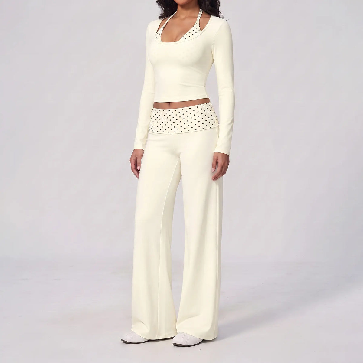 🔥LAST DAY SALE 🩰 Women Crop Top & Wide Leg Pants Outfit 🤍