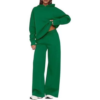 Women's Cozy Hoodie Two Piece Set | Soft Loungewear & Wide Leg Pants
