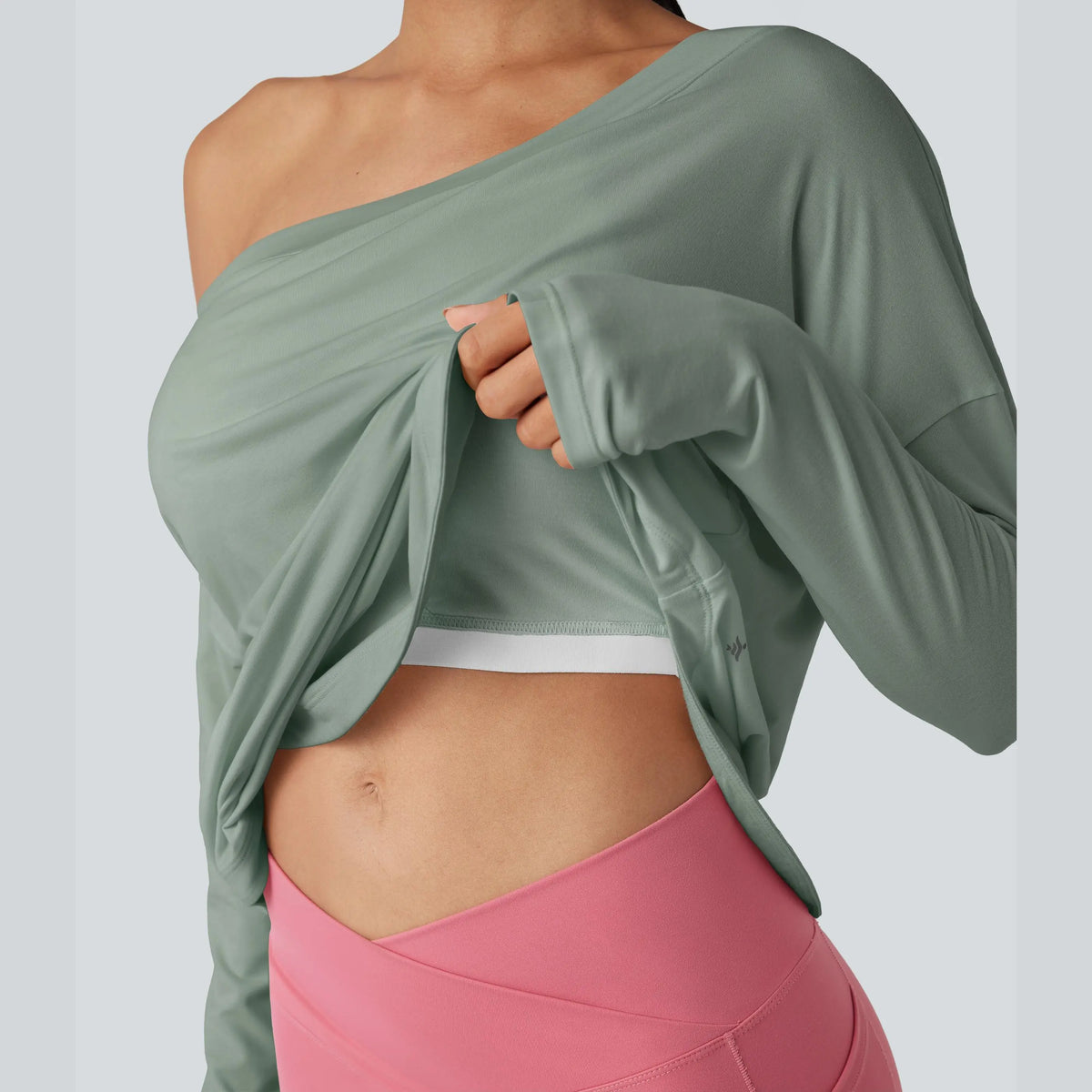 Hot Deal！🤍 One Shoulder Yoga Top with Built-in Bra ✨