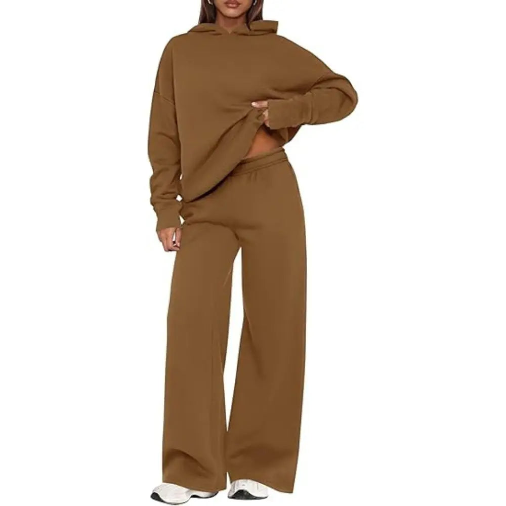 Women's Cozy Hoodie Two Piece Set | Soft Loungewear & Wide Leg Pants
