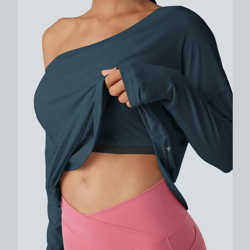 Hot Deal！🤍 One Shoulder Yoga Top with Built-in Bra ✨
