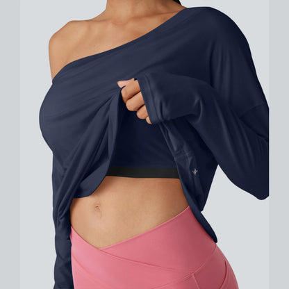Hot Deal！🤍 One Shoulder Yoga Top with Built-in Bra ✨