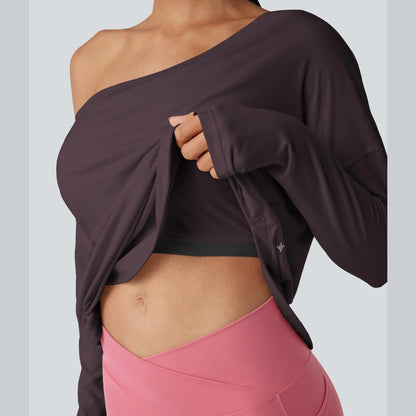 Hot Deal！🤍 One Shoulder Yoga Top with Built-in Bra ✨