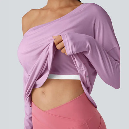 Hot Deal！🤍 One Shoulder Yoga Top with Built-in Bra ✨