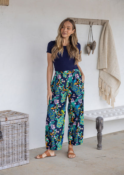 Women's Printed Wide Leg Pants | High Waist Boho Casual Trousers