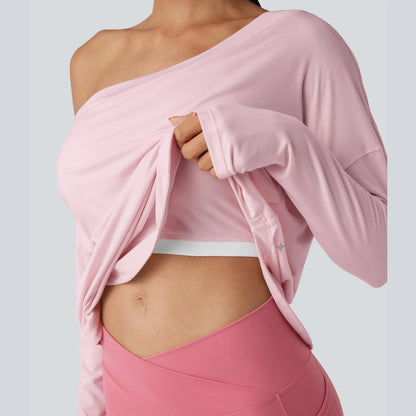 Hot Deal！🤍 One Shoulder Yoga Top with Built-in Bra ✨