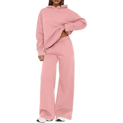 Women's Cozy Hoodie Two Piece Set | Soft Loungewear & Wide Leg Pants