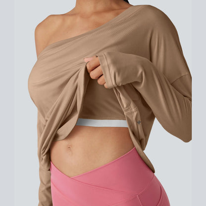 Hot Deal！🤍 One Shoulder Yoga Top with Built-in Bra ✨