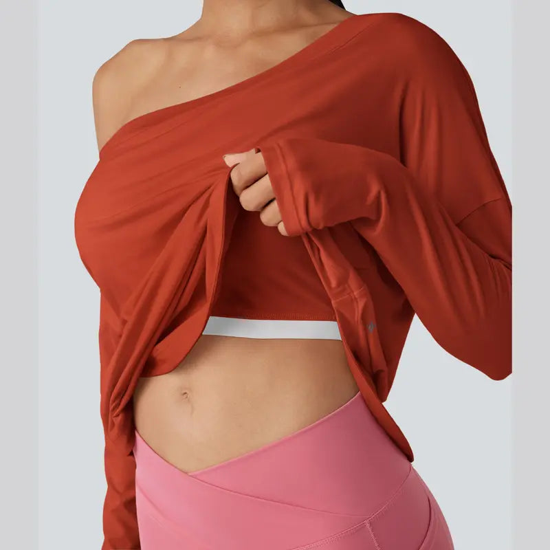 Hot Deal！🤍 One Shoulder Yoga Top with Built-in Bra ✨