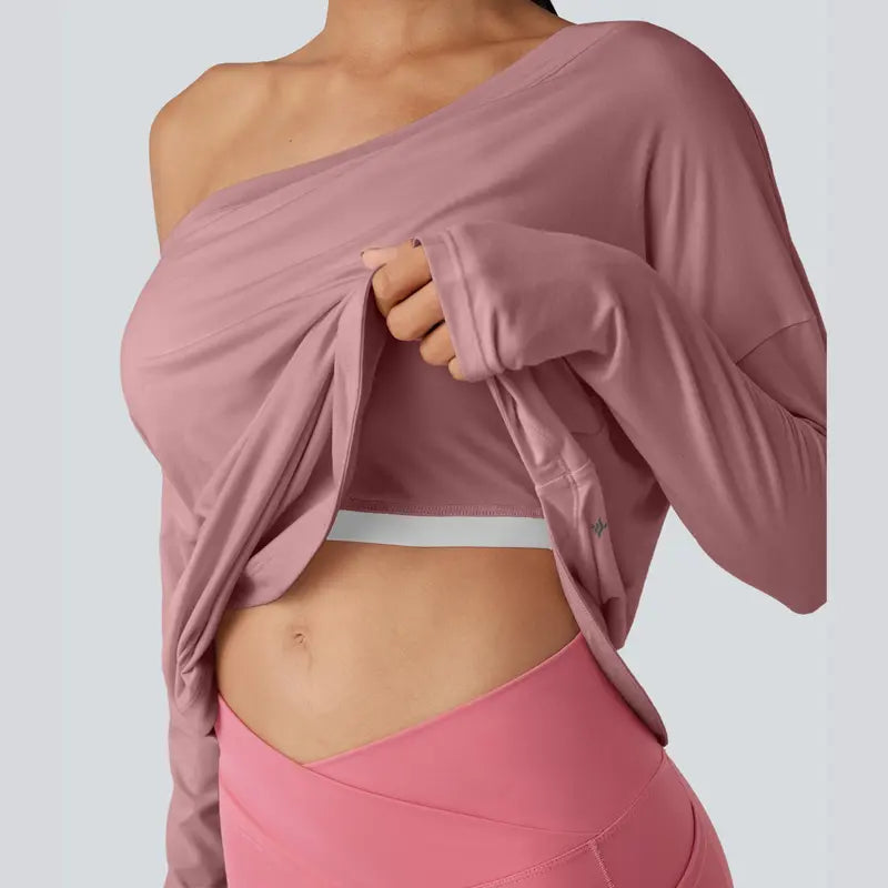 Hot Deal！🤍 One Shoulder Yoga Top with Built-in Bra ✨