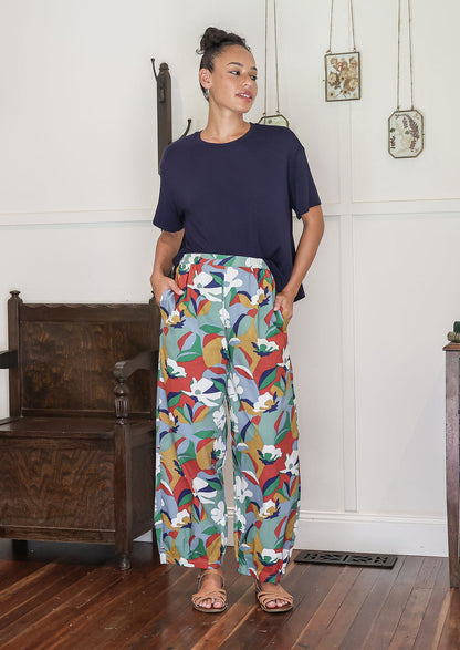 Women's Printed Wide Leg Pants | High Waist Boho Casual Trousers