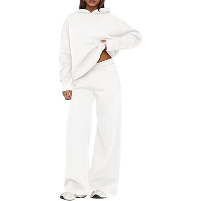 Women's Cozy Hoodie Two Piece Set | Soft Loungewear & Wide Leg Pants
