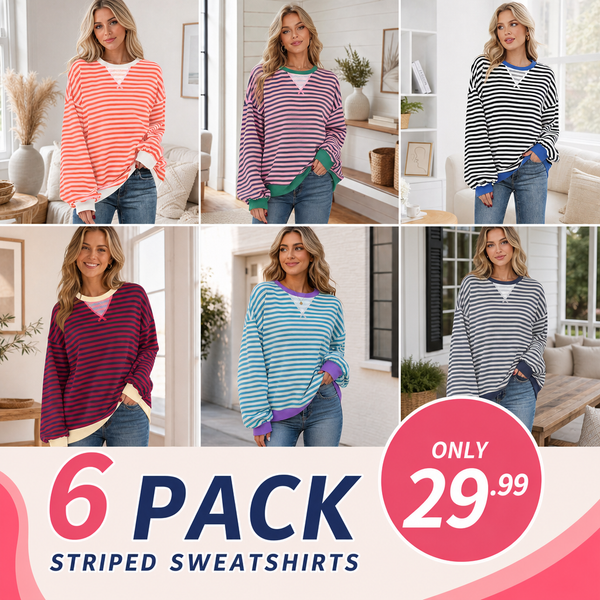 🌸🌸 Women Striped Oversized Pullover 🤎✨