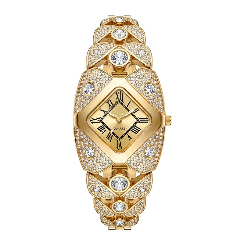 Crystal Bracelet Watch – Diamond-Shaped Dial