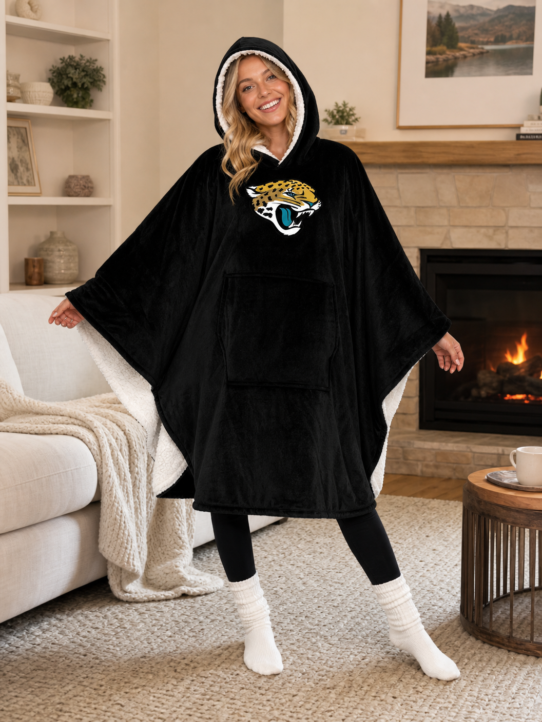 🌸🔥New Arrival🛌Wearable Hooded Blanket with Logo Patch, 60" x 80"🧶