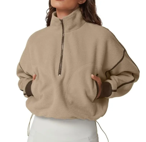 💥Women's Half-Zip Sherpa Pullover - Cozy Fleece Long Sleeve Sweatshirt