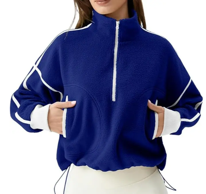 💥Women's Half-Zip Sherpa Pullover - Cozy Fleece Long Sleeve Sweatshirt