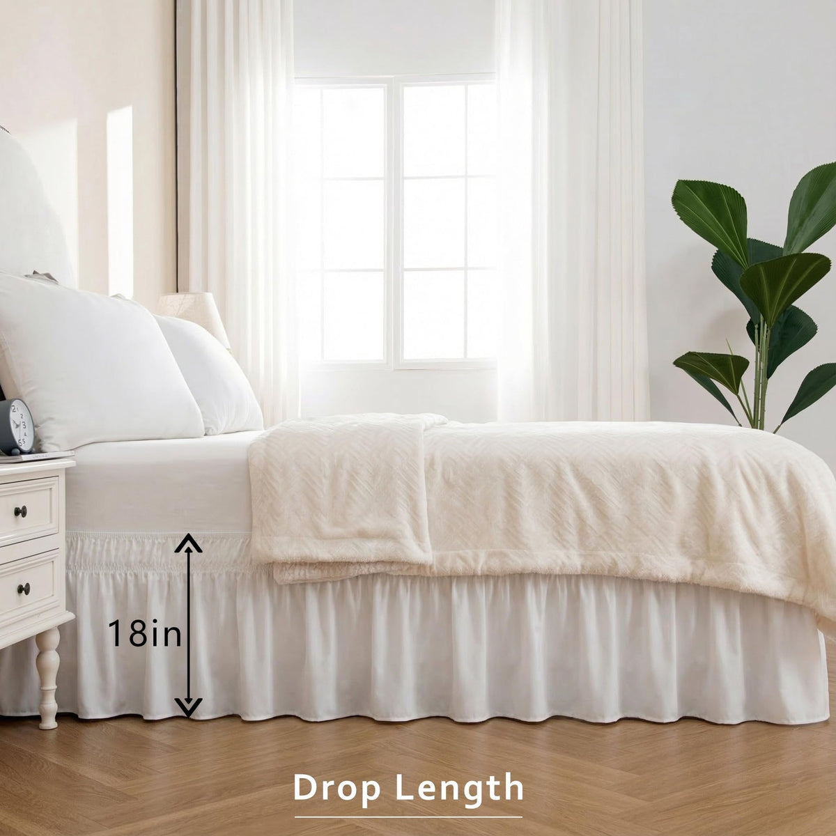 Adjustable Ruffle Bed Skirt – Easy Wrap-Around Elastic Design