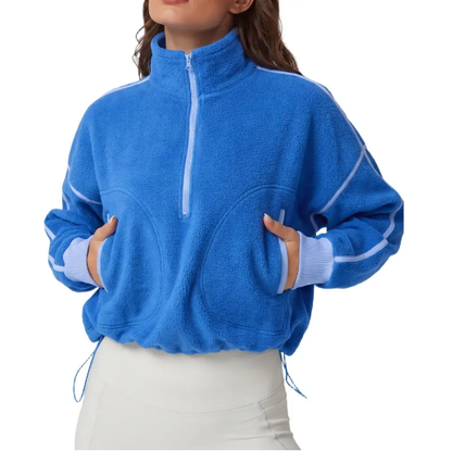 💥Women's Half-Zip Sherpa Pullover - Cozy Fleece Long Sleeve Sweatshirt