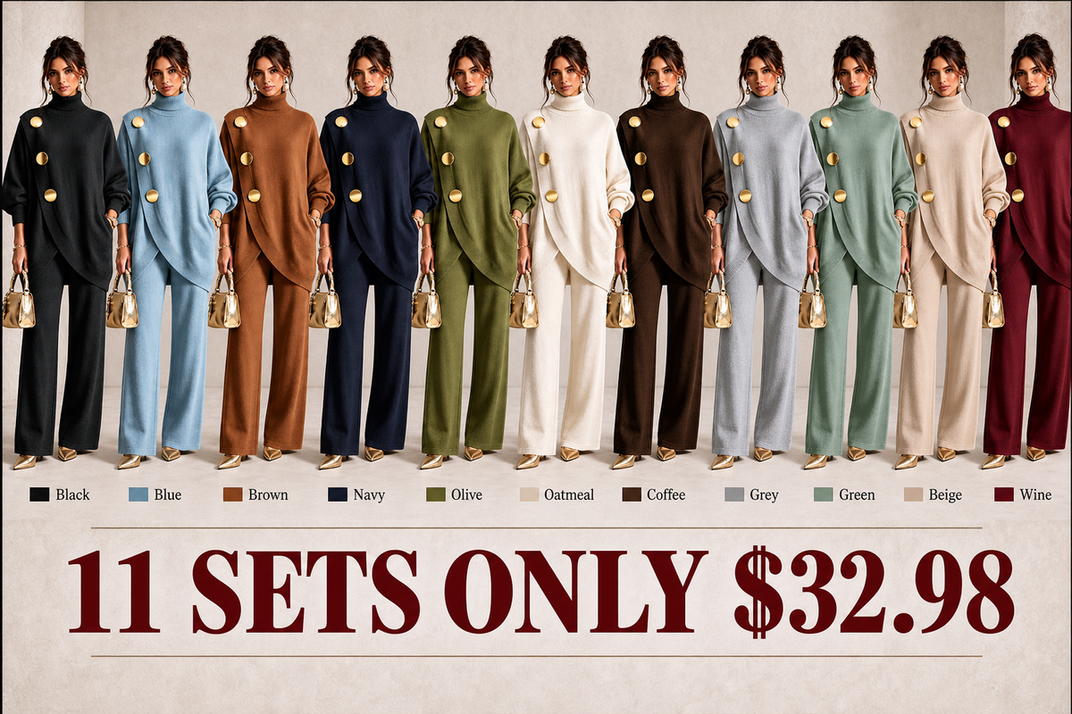 🤲 Elegant Knit Asymmetrical Button Set