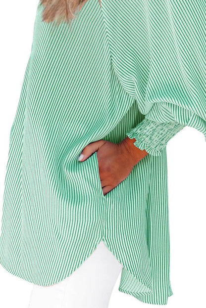 Women's Striped Oversized Button Down Shirt | Casual Long Sleeve Top