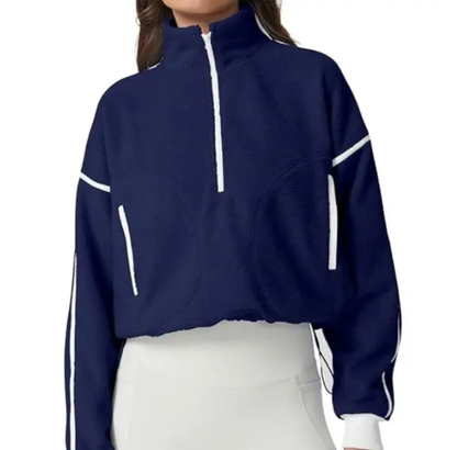 💥Women's Half-Zip Sherpa Pullover - Cozy Fleece Long Sleeve Sweatshirt