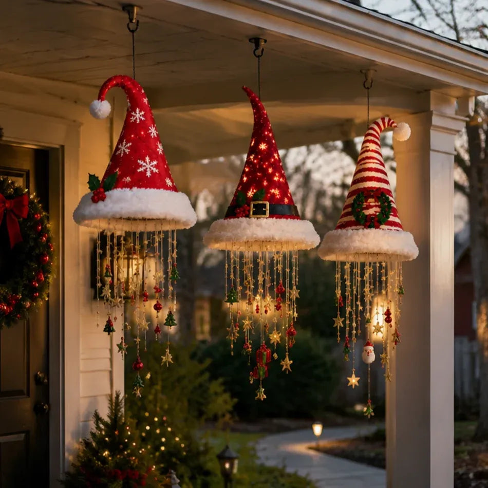 Lighted Santa Hat Hanging Decoration – Christmas LED Lights