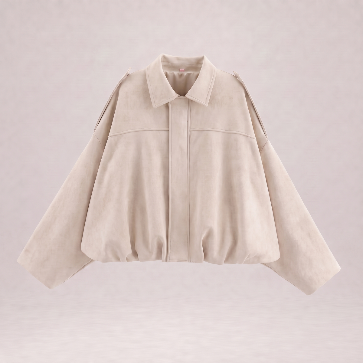 Women's Cropped Faux Suede Jacket | Oversized Casual Zip-Up Jacket