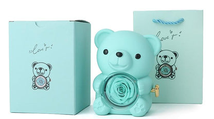 🧸 Rose Teddy Bear Jewelry Box with Necklace