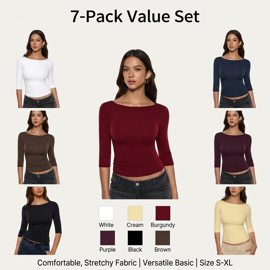 💥 Factory Direct Sale | Women's 3/4 Sleeve Slim-Fit Tops