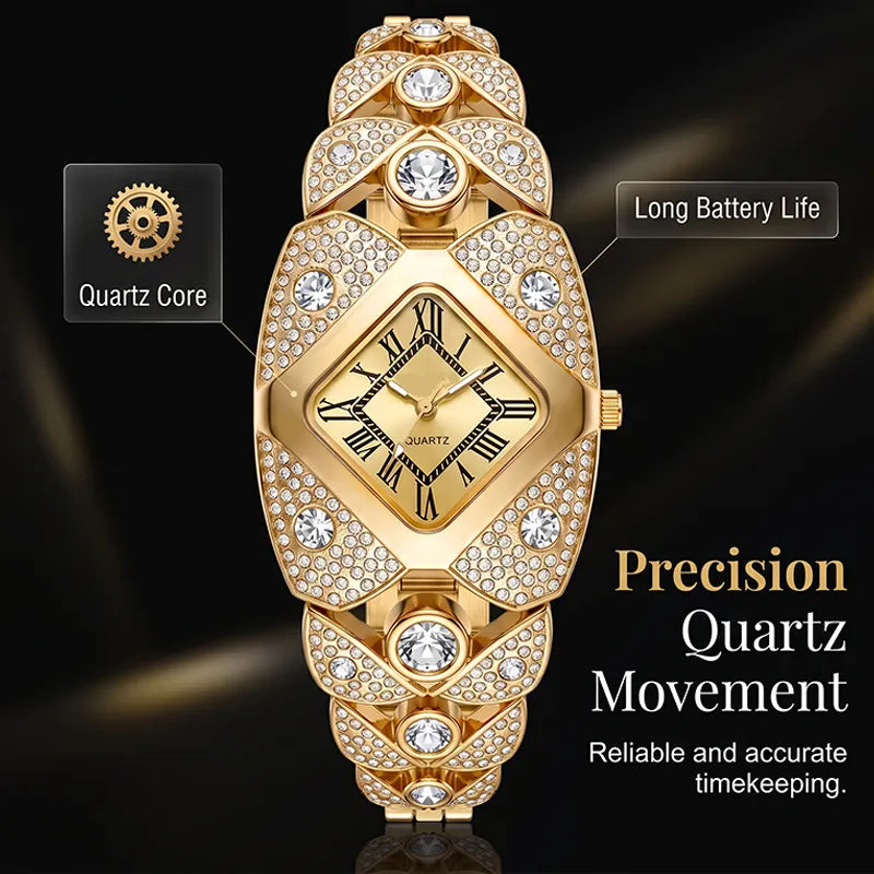 Crystal Bracelet Watch – Diamond-Shaped Dial