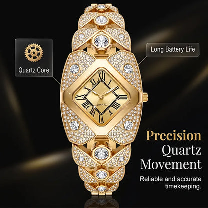 Crystal Bracelet Watch – Diamond-Shaped Dial