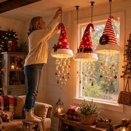 Lighted Santa Hat Hanging Decoration – Christmas LED Lights