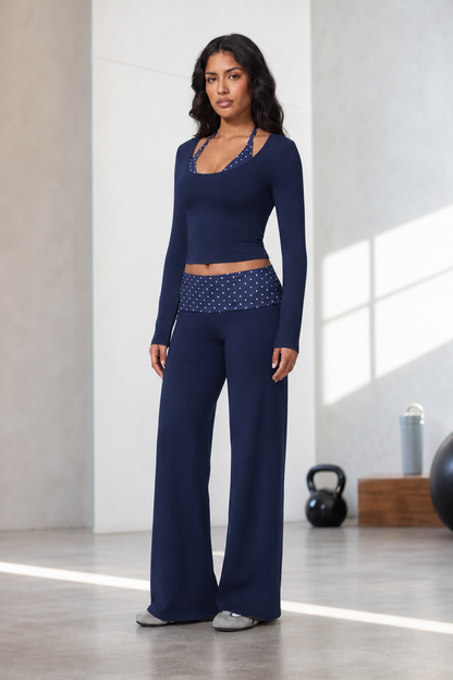 🔥LAST DAY SALE 🩰 Women Crop Top & Wide Leg Pants Outfit 🤍