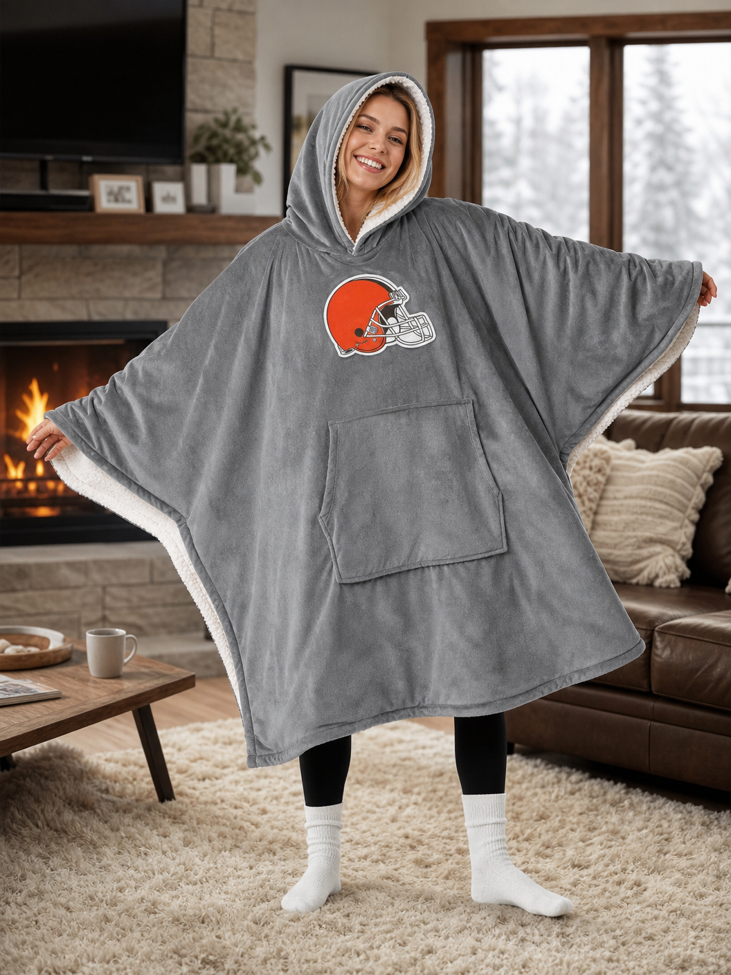 🌸🔥New Arrival🛌Wearable Hooded Blanket with Logo Patch, 60" x 80"🧶