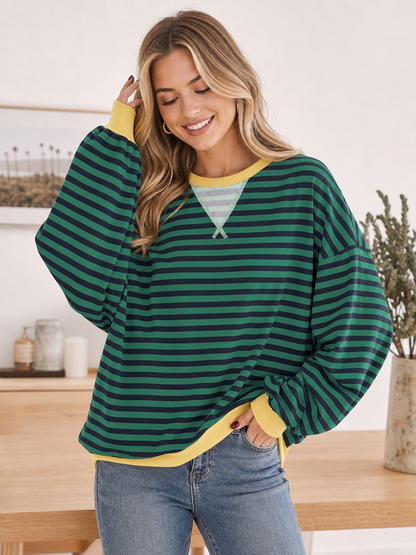 🌸🌸 Women Striped Oversized Pullover 🤎✨