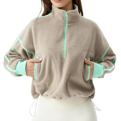 💥Women's Half-Zip Sherpa Pullover - Cozy Fleece Long Sleeve Sweatshirt
