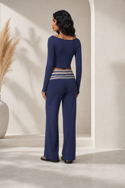 🔥LAST DAY SALE 🩰 Women Crop Top & Wide Leg Pants Outfit 🤍