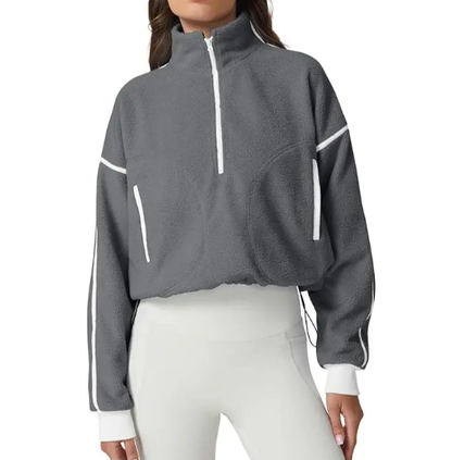 💥Women's Half-Zip Sherpa Pullover - Cozy Fleece Long Sleeve Sweatshirt
