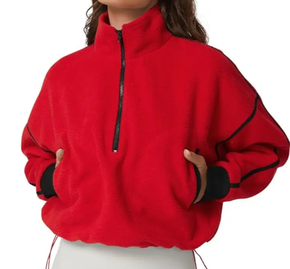 💥Women's Half-Zip Sherpa Pullover - Cozy Fleece Long Sleeve Sweatshirt