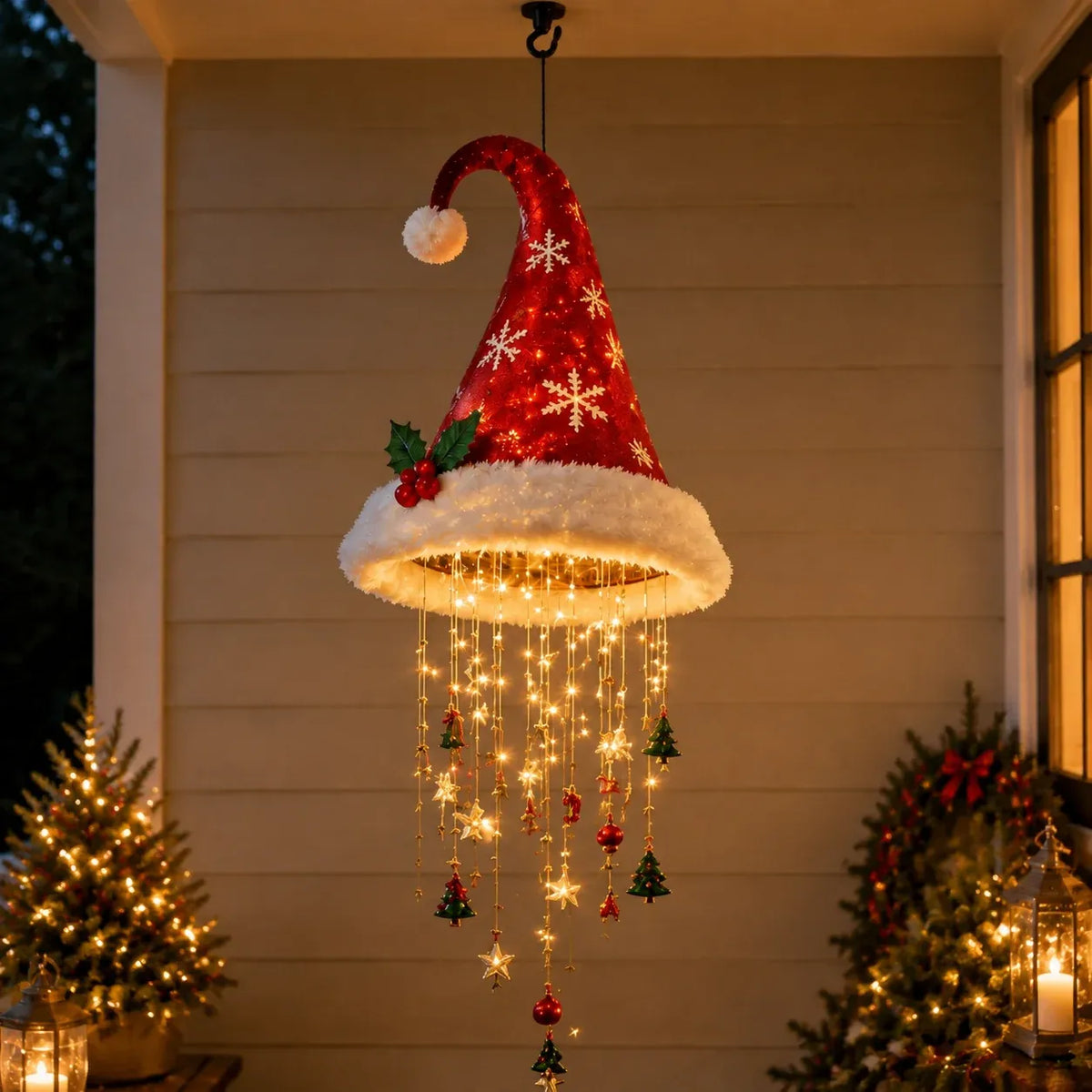 Lighted Santa Hat Hanging Decoration – Christmas LED Lights