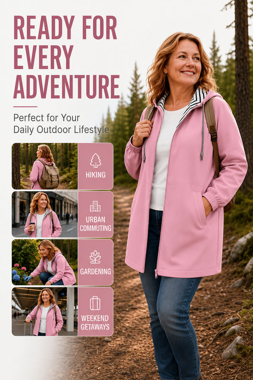 Women's Casual Waterproof Hooded Jacket | Lightweight Rain Windbreaker