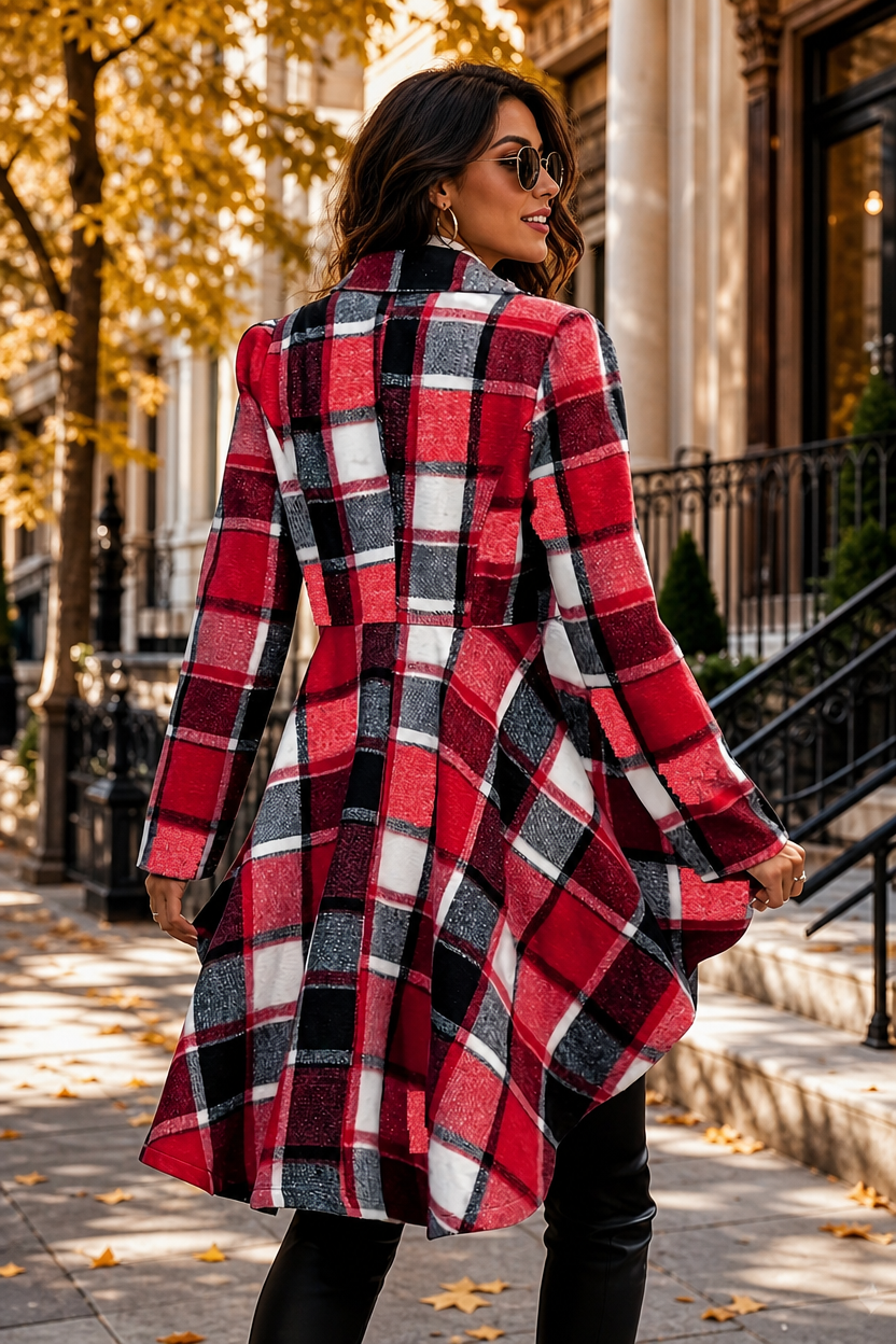 🌸🌸Women's Plaid High Low Hem Button Jacket 🧥🍂