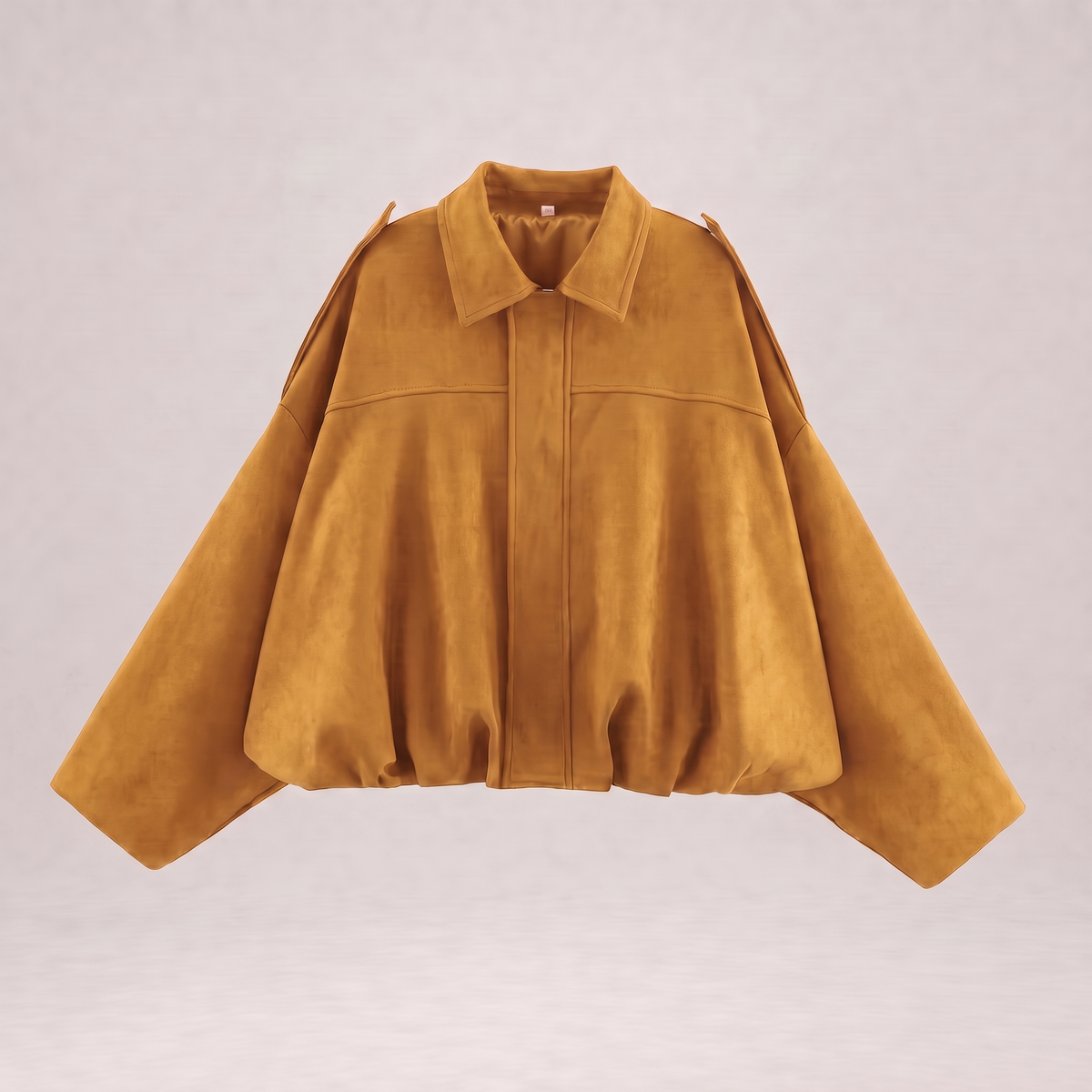 Women's Cropped Faux Suede Jacket | Oversized Casual Zip-Up Jacket