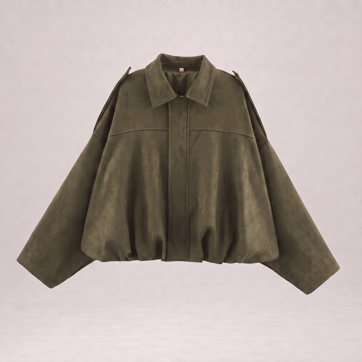 Women's Cropped Faux Suede Jacket | Oversized Casual Zip-Up Jacket