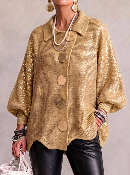 🤲LAST DAY SAVE 49% ⏰Oversized Collared Knit Cardigan With Large Metal Buttons