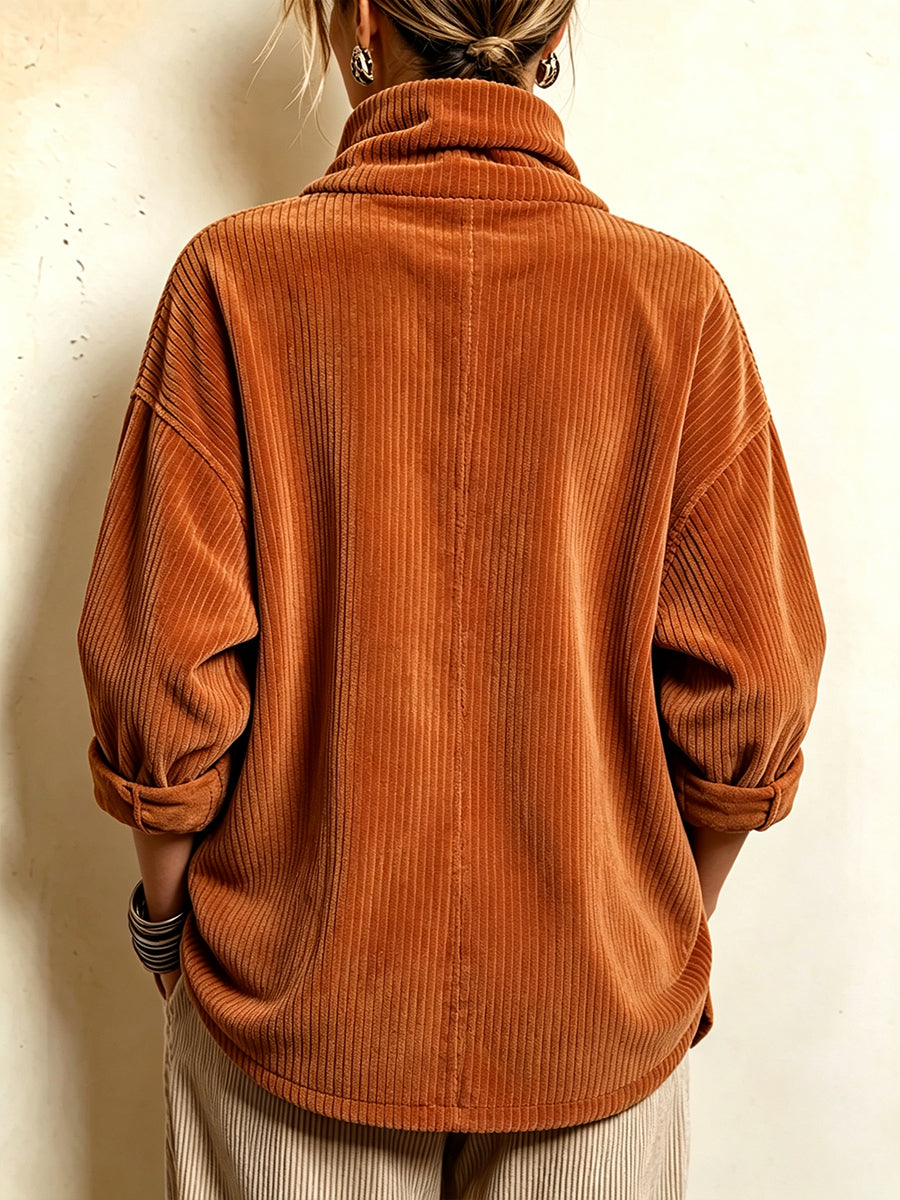 🤲LAST DAY SAVE 49% ⏰Cozy Asymmetric Button-Accented Corduroy Top